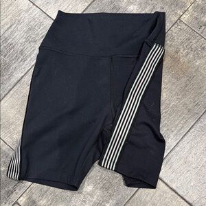 Women's Black Bike Shorts with Striped Detail